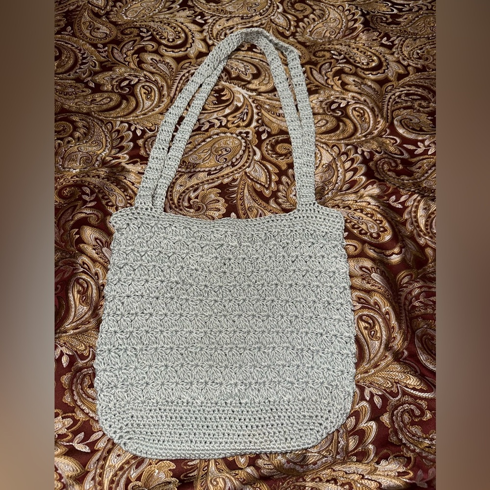 Elegant Gray Crochet Tote Bag